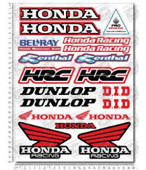 Honda Racing Motocross Sponsors Hrc Large Decal Set 24x32 Cm Laminated Pegatinatix