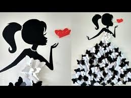 Diy Rom Decor Ideas Making Girl With Butterfly Dress Wall Decor With Butterfly Butterfly Girl Y Butterfly Wall Decor Girls Wall Decor Diy Wall Hanging Crafts