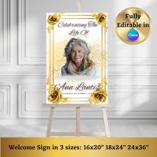 Funeral Welcome Sign, Celebration of Life Announcement Poster Obituary  Tribute for Grandmother, Woman, Editable Digital Download, 3 Sizes
