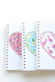 Diy Back To School Stitched Notebooks The Pretty Life Girls Diy Notebook Cover School Supplies Diy Notebook Diy Notebook