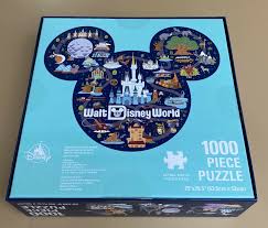 Full color art includes sleeping beauty castle and surrounding mapped attractions; Contemporary 1968 Now Disneyana Disney Mickey Mouse Icon Disneyland Park Map Puzzle