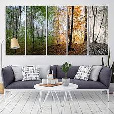 The panels can be hung in several configurations to suit your particular space. Amazon Com Modern Large Wall Art Four Seasons Canvas Print Framed Ready To Hang 4 Seasons 5 Panel Canvas Print Large Wall Art Handmade