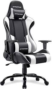Massage gaming chairs can be made from many materials. Amazon Com Gtpoffice Gaming Chair Massage Office Computer Chair For Adult Reclining Adjustable Swivel Leather Computer Chair High Back Desk Chair Headrest And Massage Lumbar Support Cushion 1 Pack White Kitchen Dining