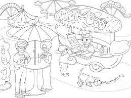 Free food coloring pages,echo's original food coloring page collection. Amusement Park Coloring Pages For Children Hot Dog Food Truck Royalty Free Cliparts Vectors And Stock Illustration Image 81787727