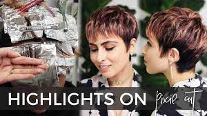 There are a lot of ways to physically highlight the hair. How To Do Highlights On A Short Pixie Haircut Easy Technique With Bonus Rose Gold Color Formula Youtube
