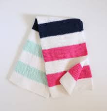 Perfect blanket for a day at the beach or park. Crochet Beach Stripes Baby Blanket Daisy Farm Crafts