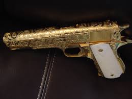 The gun is first broken. Colt 1911 38 Super Made In 1949 24k Gold Plated For Sale