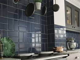 Deep Metro Blue 100x200 Patterned Kitchen Tiles Blue Kitchen Walls Dark Blue Kitchens
