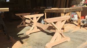 Farmhouse Triple Trestle Table Diy Kit Etsy Trestle Table Diy Table Diy Coffee Table