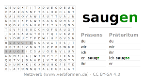 Als pdf, txt herunterladen oder online auf scribd lesen. Wortsuchratsel Verb Saugen Suchsel Zur Konjugation Deutscher Verben Netzverb