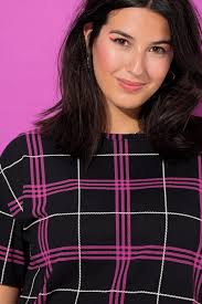 T-Shirt, oversized, Karo, orchidee