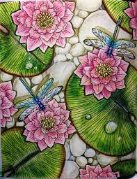 The vibrant green, attractive floating leaves of the water lily plants are naturally quite popular as a children's coloring page subject. Coloring Book Coloring Pages Coloring For Adults Arts Crafts Drawing Dragonflies Pond Lily Pads Lily Pad Drawing Coloring Pages Art