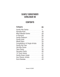 Retrouvez infos & avis sur une large sélection de dvd. Sunfly Songfinder Catalogue 08 Contents Karaoke