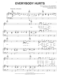 Don't let yourself go 'cause everybody cries and everybody hurts sometimes. R E M Everybody Hurts Sheet Music Download Pdf Score 156448