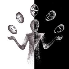 Who Am I Art By Dywiann Xyara Masks Hidden Personality Depersonalisation Bw Album Cover Art Creepy Art Mini Canvas Art