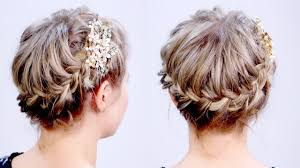 Styling short hair doesn't have to be difficult: Super Cute French Braided Crown Updo For Short Hair Milabu Youtube