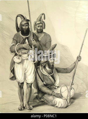. English: From Source 'Emily Eden's 'Portraits of the Princes and People of India'. Eden wrote of the Akalis: “Akalees or Immortals, Sikh religious devotees, being very wild in appearance and turbulent characters. They formerly were largely employed in the ...