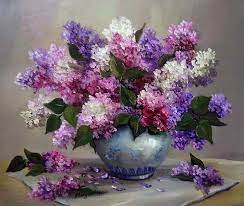 Pin By Susie Cutler Sim On Flower Arrangement Lilac Painting Flower Painting Floral Painting