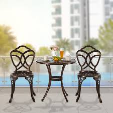 Shop for 3 piece bistro set online at target. Nuzanto 3 Pieces Metal Outdoor Patio Bistro Set Table Set With Umbrella Hole And Patio Armchairs Overstock 32623999
