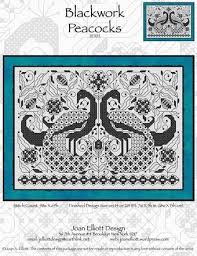 blackwork peacocks cross stitch chart