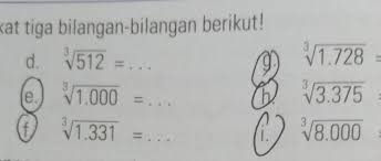 Akar didefinisikan misalkan a bilangan real dan n bilangan bulat positif. Tentukan Hasil Akar Pangkat Tiga Bilangan Bilangan Berikut Yg Di Buletin Ajah Brainly Co Id