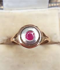 *this ring can be resized. Art Deco 9ct Rose Gold Sapphire Or Ruby Target Ring