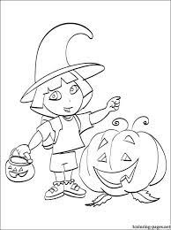 Dora loves having a gala time with her friends. Dora Celebrates Halloween Coloring Pages Halloween Coloring Halloween Coloring Pages Dora