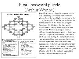 Check spelling or type a new query. When Was The First Crossword Puzzle Published Know It All