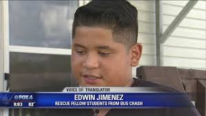 Student saves classmates in bus crash