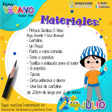 Direccion De Cultura Nezahualcoyotl Papa Y Mama Prepara Con Tiempo Todos Tus Materiales Para Tus Pequenos Y Recuerda Nos Vemos El Dia De Manana En El Curso De Verano Online 2020