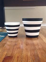 Black And White Striped Outdoor Planters Black And White Striped Terra Cotta Pots Diy White Flower Pot Painted Plant Pots Painted Terra Cotta Pots