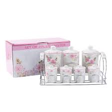 Red large ceramic canister set this stunning canister set is the perfect addition to any kitchen. Oem Color Box Package Rose Floral Printed Tea Coffee Sugar Fine Porcelain 7 Pcs Canisters Sets For The Kitchen Buy Candy Ceramic Jar Pink Red Canister Sets For Kitchen Unique Kitchen Canisters Set