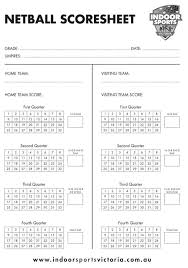 Printable football score sheets are just as they claim to be, they are used to track the scores of the teams while playing. Download Netball Scoresheet For Free Formtemplate