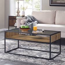 Mainstays Atmore Industrial Glass And Wood Coffee Table Walmart Com Coffee Table Coffee Table Wood Living Room Essentials