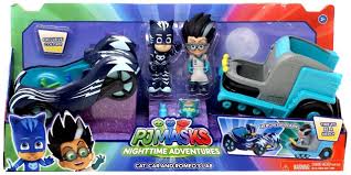 This is picture of catboy from pj masks. Disney Junior Pj Masks Nighttime Adventure Cat Car Romeos Lab Exclusive Vehicle Figure 2 Pack Exclusive Colors Just Play Toywiz