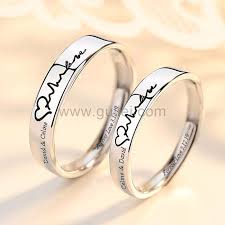 Gullei Com Custom Engraved Heartbeat Wedding Rings For Couples Adjustable Size Couple Wedding Rings Matching Wedding Rings Rings For Girls