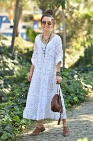 The most beautiful long bohemian dress are within reach. White Scalloped Detail Long Sleeve Bohemian Dress Saman Butik Boho Fashion