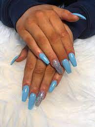 Transparent, sparkle, holographic, diamond stiletto, princess, hairstyles 2020 and hair cuts. Summer Is Coming Baby Blue Sky Blue Hb Nails Beauty Facebook