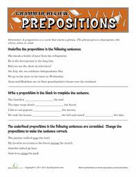 Grammar Review Prepositions Worksheet Education Com Grammar Review Grammar Worksheets Preposition Worksheets