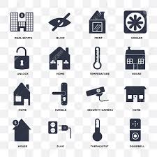 Honeywell has made a business out of helping homes be more comfortable. Set Of 16 Icons Such As Doorbell Thermostat Plug House Home Real Estate Unlock Temperature On Transparent Background Pixel Perfect Royalty Free Cliparts Vectors And Stock Illustration Image 106031230