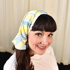 Cats Like US Yellow Blue Striped Hair Scarf