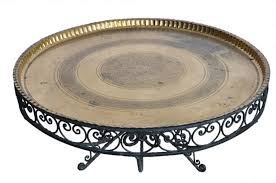 Leg have brass tipped feet for extra flair. Large 38 Wide Moroccan Engraved Brass Tray Top Coffee Table On Metal Base