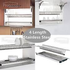 Folding 2 Tier Dish Drying Dryer Racks Drainer Plate For Cabinet Stainless Steel Dish Rack Drying Plate Storage Kitchen Storage