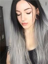Black And Grey Lace Front Wig Black To Grey Ombre 26 Synthetic Wigs Lace Front Wigs Vgw05001 Grey Ombre Hair Hair Color For Black Hair Ombre Hair Color