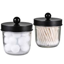 Check spelling or type a new query. Mason Jar Bathroom Vanity Organizer Farmhouse Decor Apothecary Jars Bathroom Accessories Qtip Holder Dispenser Glass For Qtips Cotton Swabs Rounds Flossers Hair Band 2 Pack Black Buy Online In Botswana At Botswana Desertcart Com Productid