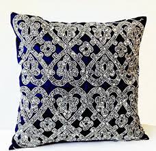 5 out of 5 stars. Navy Blue Geometric Throw Pillows Beaded Silver Bead Pil Https Www Amazon Com Dp B076m2v64b Ref Cm Sw R Pi Silver Pillows Beaded Pillow Geometric Throws
