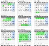 Kalender 2026 + Ferien Baden-Württemberg, Feiertage