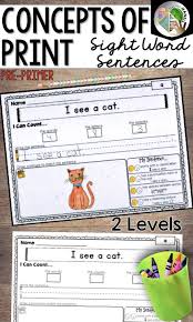 Concepts Of Print Concepts Of Print Worksheets Concepts About Print Kindergarten High Frequency Words Kindergarten Concepts Of Print Sight Word Sentences