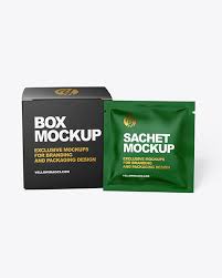 Paper Box With Matte Sachet Mockup In Box Mockups On Yellow Images Object Mockups