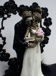 Day Of The Dead Halloween Wedding Cake Topper Funny Skeleton Bride Groom Top Heart Or Glasses Or Kni Halloween Wedding Lace Cake Topper Halloween Wedding Cakes